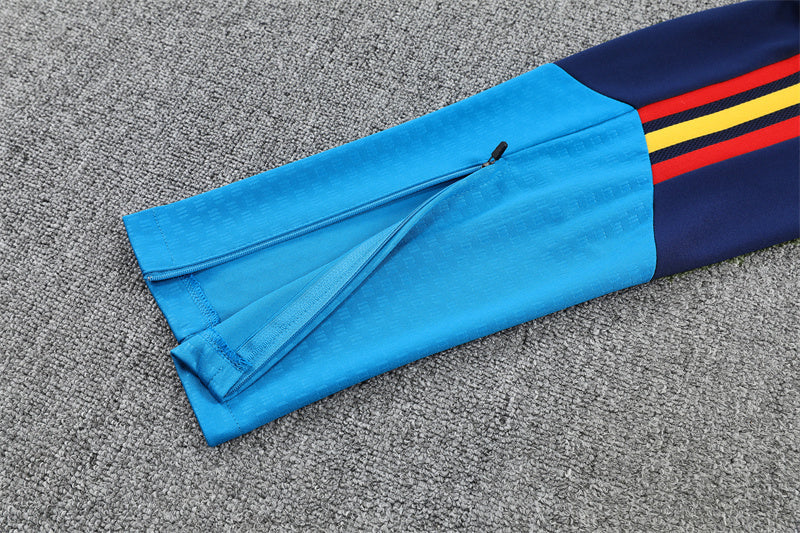 Spanish 26/27 Dark Blue/Light Blue with Red/Yellow Stripes Training Tracksuit Set