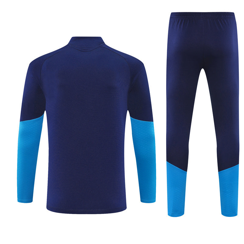 Spanish 26/27 Dark Blue/Light Blue with Red/Yellow Stripes Training Tracksuit Set