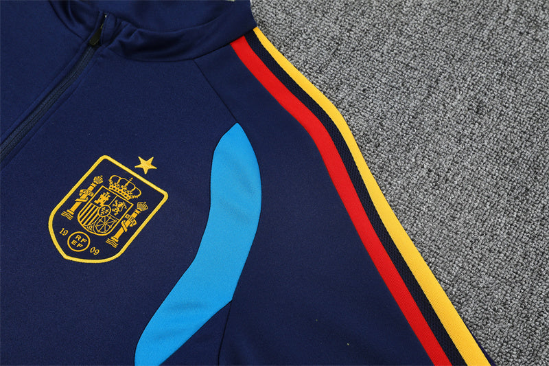 Spanish 26/27 Dark Blue/Light Blue with Red/Yellow Stripes Training Tracksuit Set
