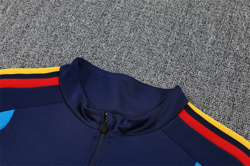 Spanish 26/27 Dark Blue/Light Blue with Red/Yellow Stripes Training Tracksuit Set