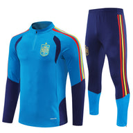 Spanish 26/27 Light Blue/Navy Blue with Red/Yellow Stripes Training Tracksuit Set