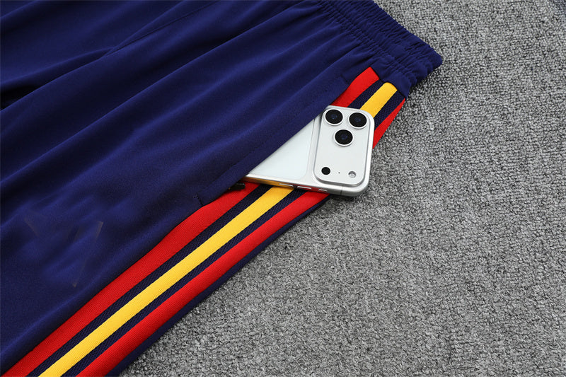 Spanish 26/27 Light Blue/Navy Blue with Red/Yellow Stripes Training Tracksuit Set