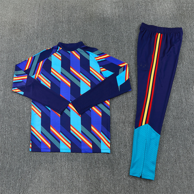 Spanish 26/27 Royal Blue/Navy/Red and Yellow Stripes Training Tracksuit