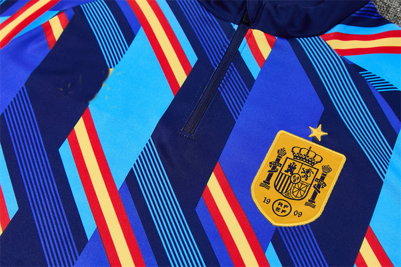 Spanish 26/27 Royal Blue/Navy/Red and Yellow Stripes Training Tracksuit