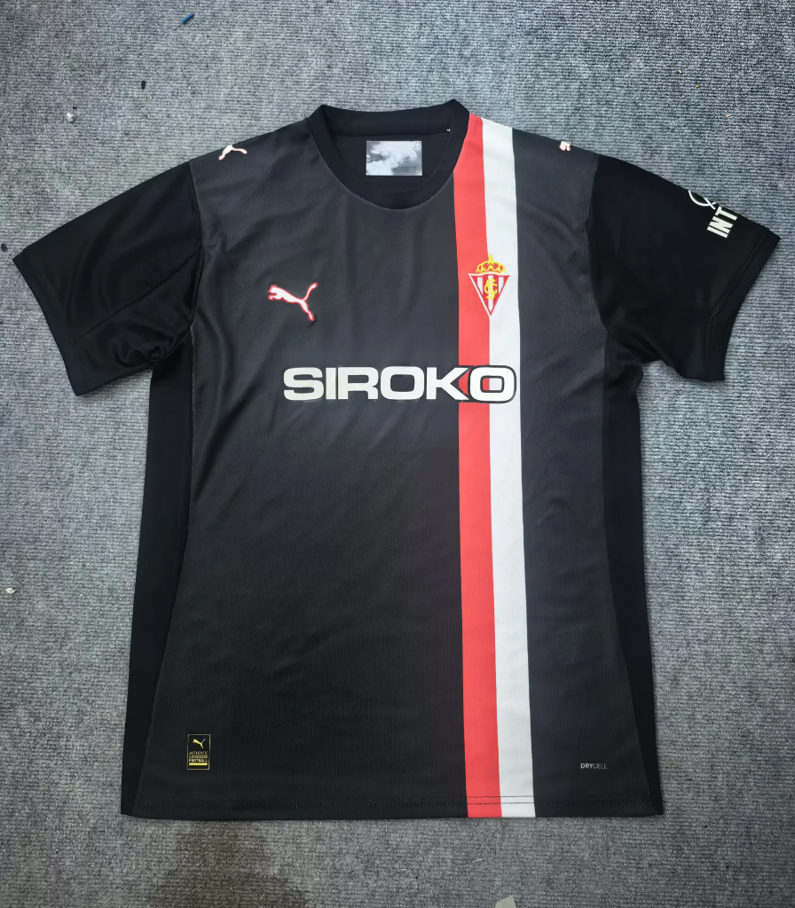 Sporting Gijon 25/26 Black/White/Red Away Jersey