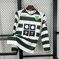 Sporting Lisbon 2001/03 Vintage Retro Green/White Home Long Sleeve Jersey