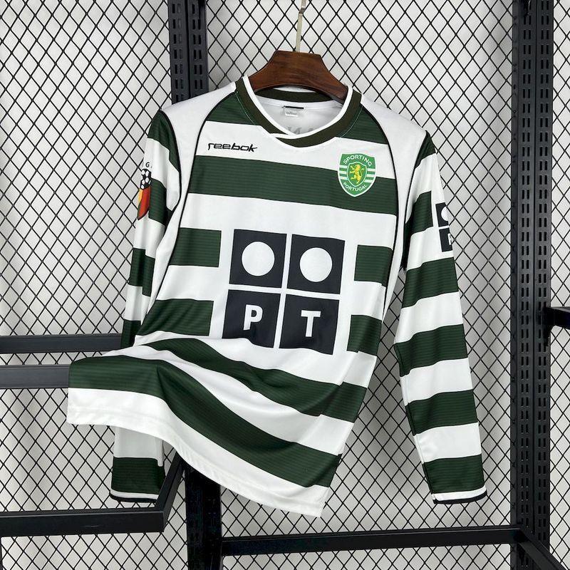 Sporting Lisbon 2001/03 Vintage Retro Green/White Home Long Sleeve Jersey