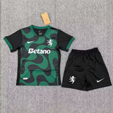 Sporting Lisbon 25/26 Green/Black Away Kids Jersey Set