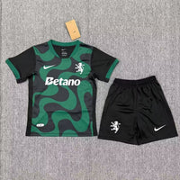 Sporting Lisbon 25/26 Green/Black Away Kids Jersey Set