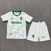 Sporting Lisbon 25/26  White/Green Away Kids Jersey Set