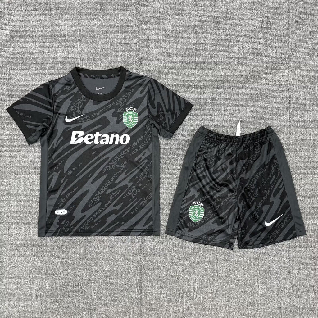Sporting Lisbon 25/26 Black Goalkeeper Kids Jersey Set
