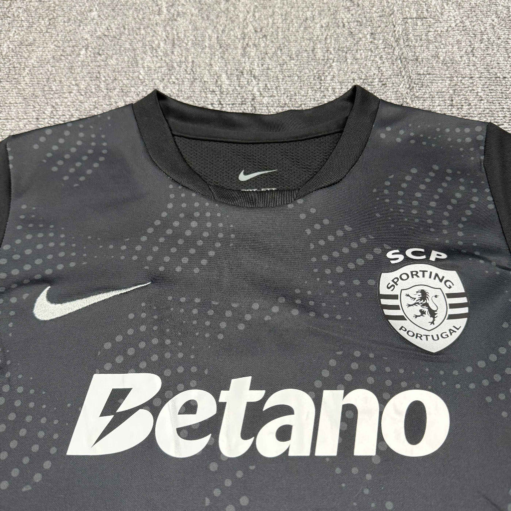 Sporting Lisbon 25/26 Black Third Away Kids Jersey Set