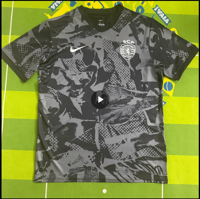 Sporting Lisbon 25/26 Gray/Black Camouflage Style Jersey