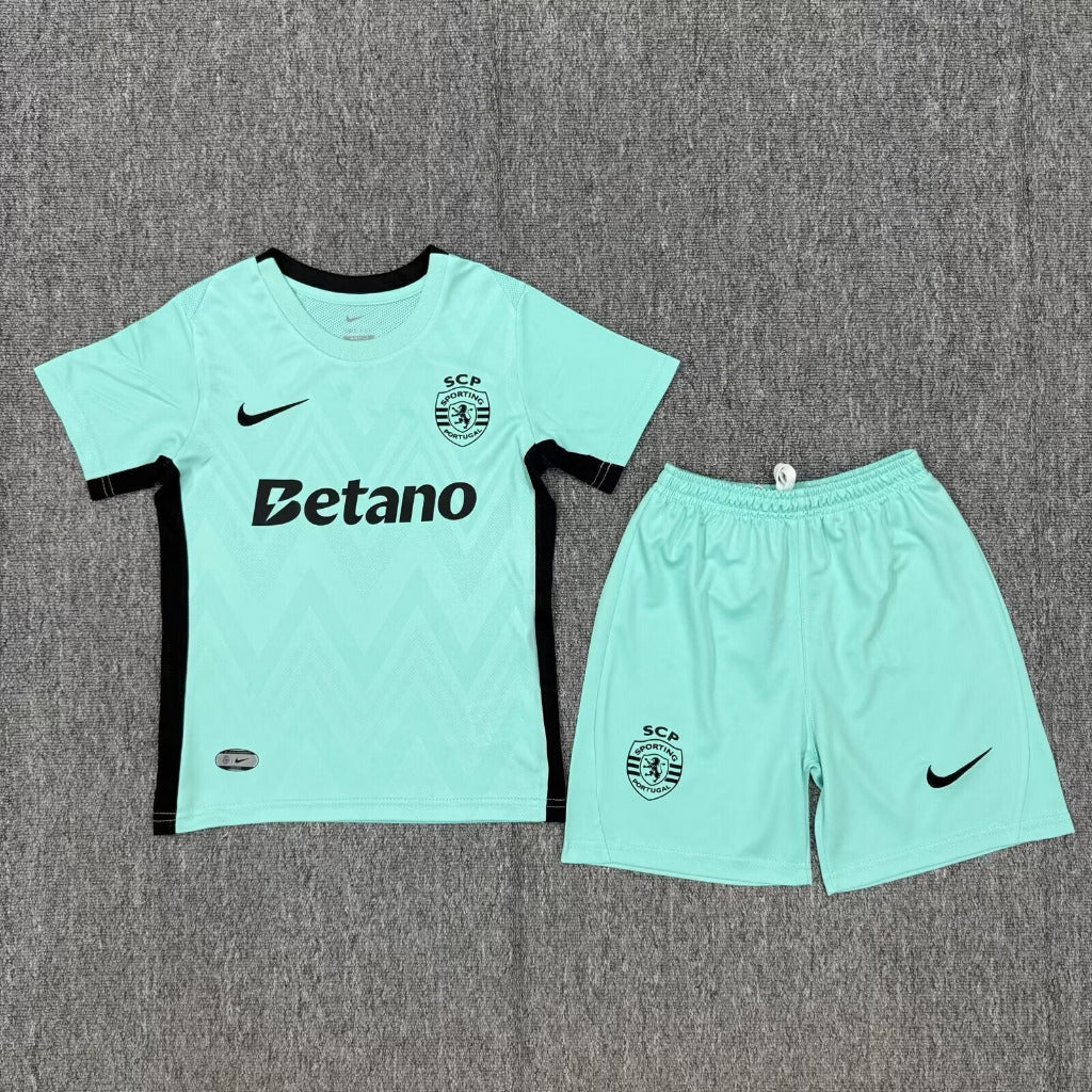 Sporting Lisbon 25/26 Mint Green Third Kids Jersey Set