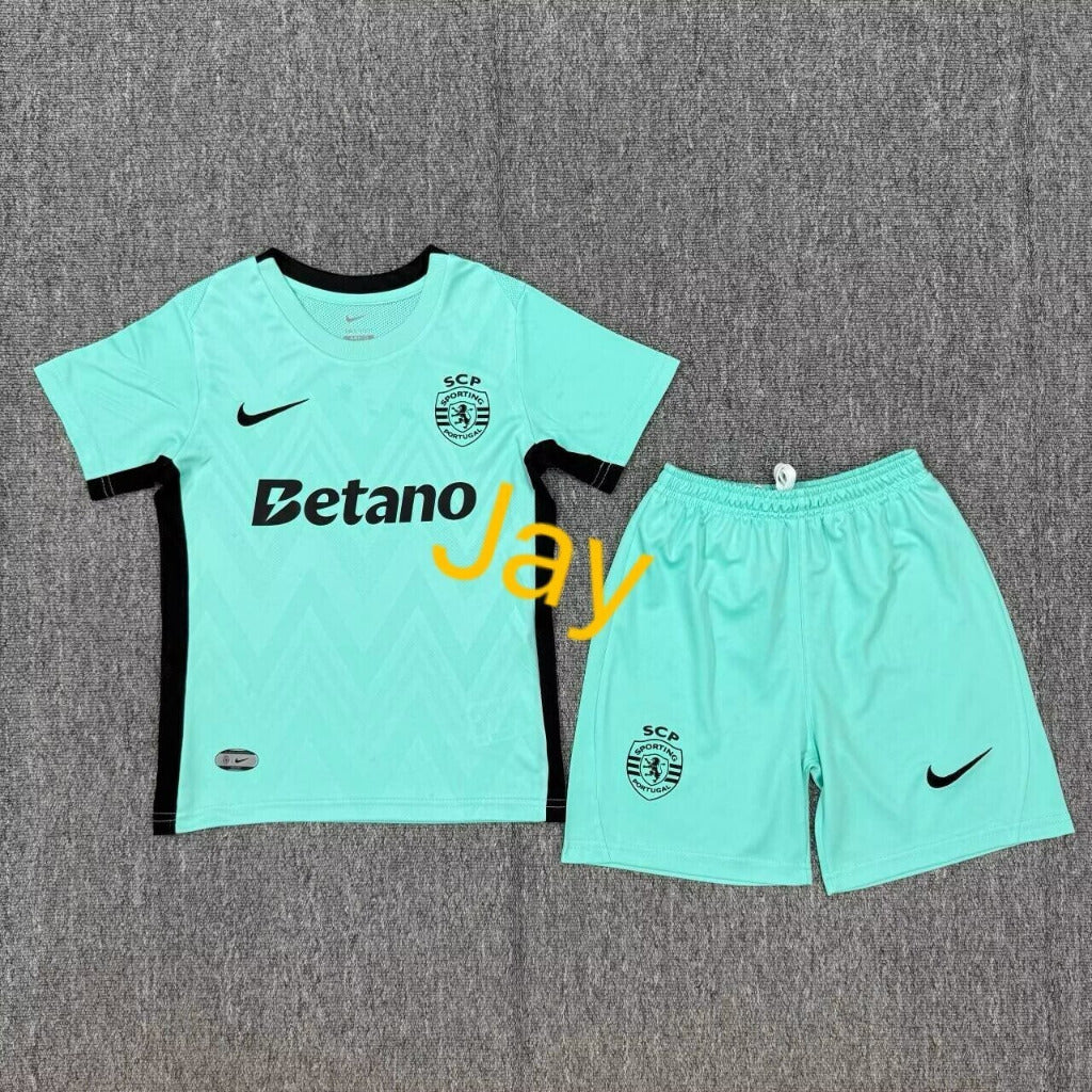 Sporting Lisbon 25/26 Mint Green Third Kids Jersey Set