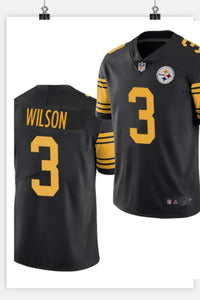 Steel Man 25/26 Wilson #3 Black NFL Game Jersey