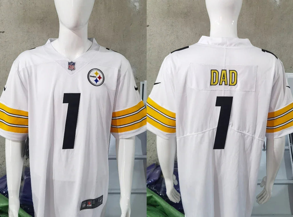 Steel Man 25/26 Dad #1 White/Orange NFL Game Jersey