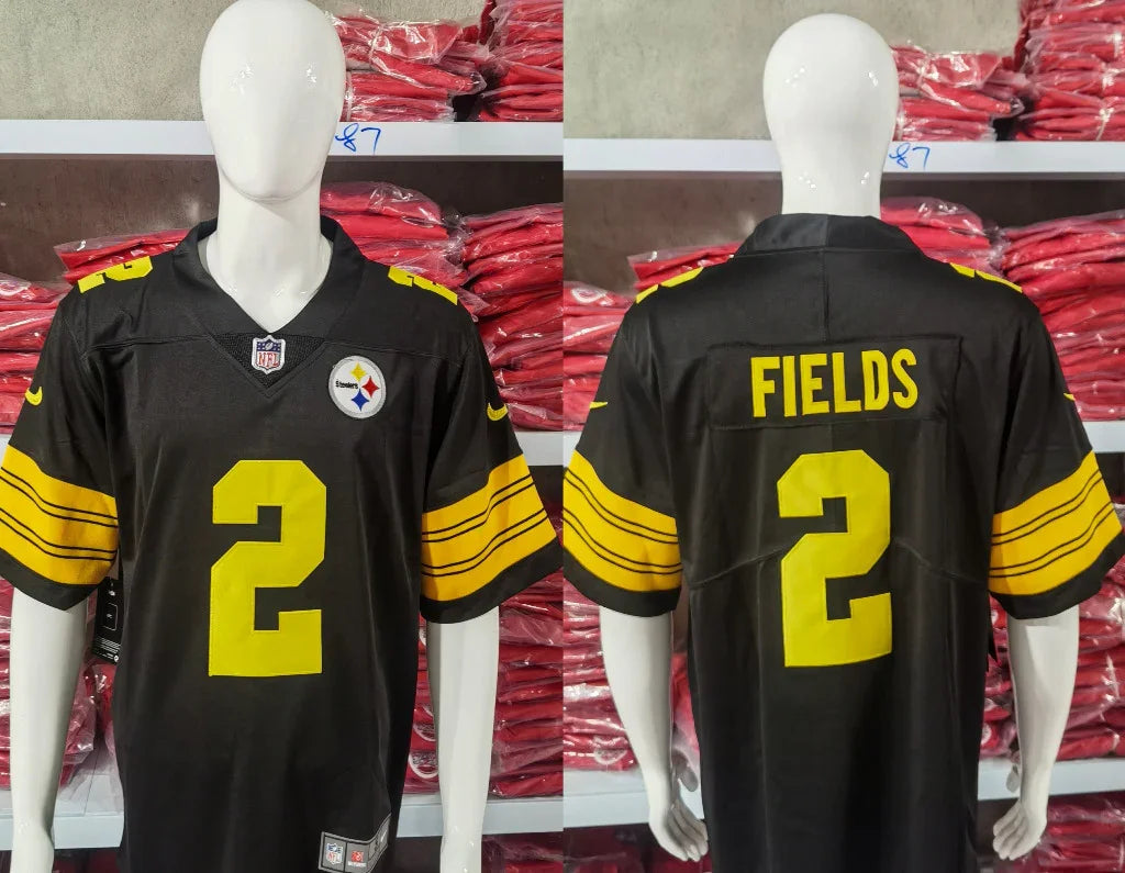 Steel Man 25/26 Fields #2 Black/Yellow NFL Game Jersey