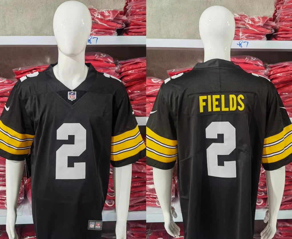 Steel Man 25/26 Fields #2 Black/Yellow/White NFL Game Jersey
