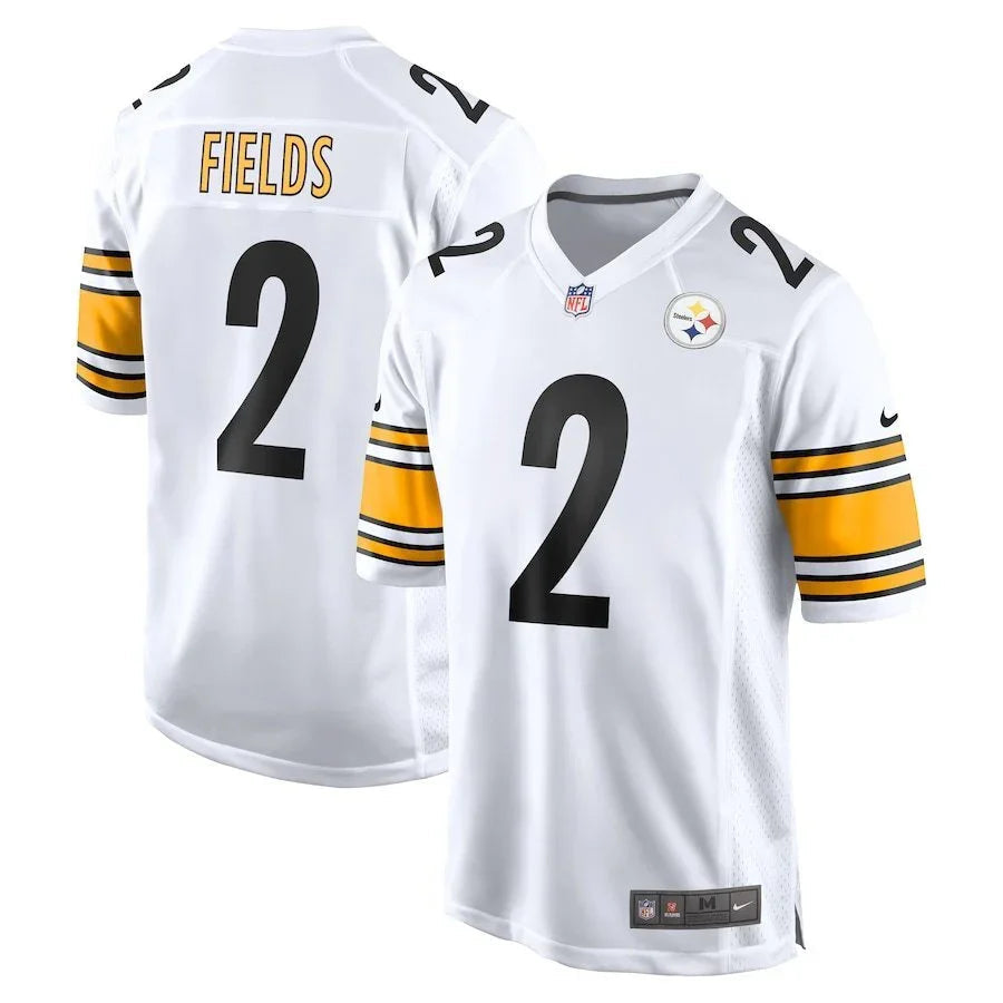 Steel Man 25/26 Fields #2 White/Orange NFL Game Jersey
