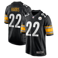 Steel Man 25/26 Harris #22 Black/Orange NFL Game Jersey
