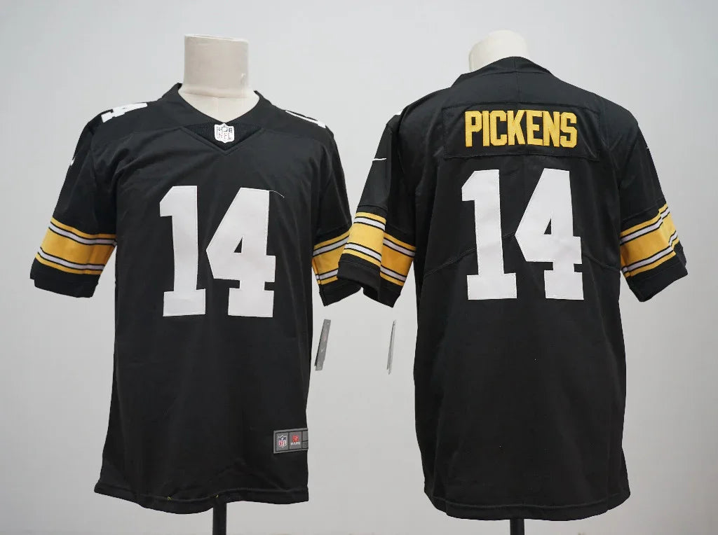 Steel Man 25/26 Pickens #14 Black/White NFL Game Jersey