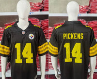 Steel Man 25/26 Pickens #14 Black/Yellow NFL Game Jersey