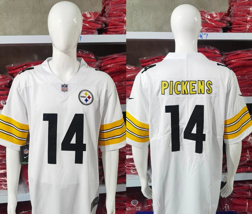 Steel Man 25/26 Pickens #14 White/Yellow NFL Game Jersey