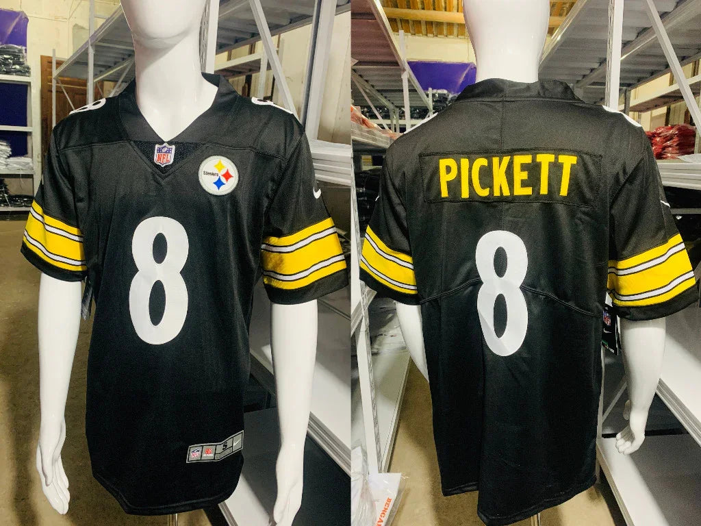 Steel Man 25/26 Pickett #8 Black/Orange NFL Game Jersey