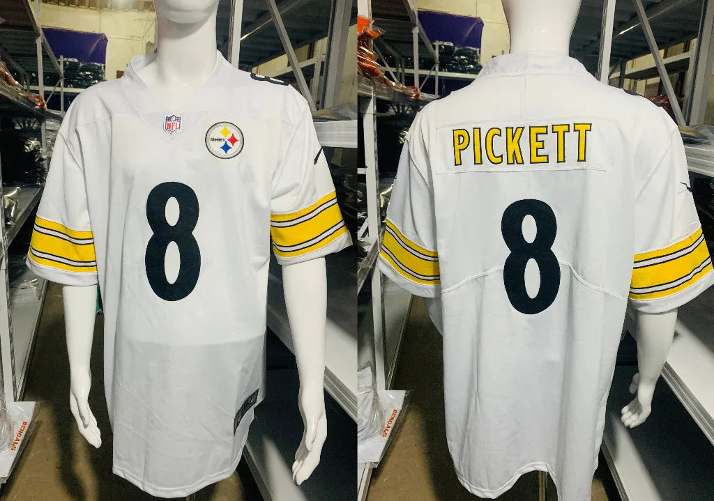 Steel Man 25/26 Pickett #8 White NFL Game Jersey