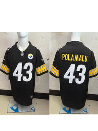 Steel Man 25/26 Polamalu #43 Black/Orange NFL Game Jersey