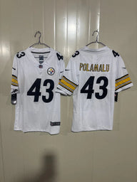 Steel Man 25/26 Polamalu #43 White/Orange NFL Game Jersey