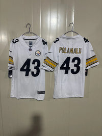 Steel Man 25/26 Polamalu #43 White/Orange NFL Game Jersey