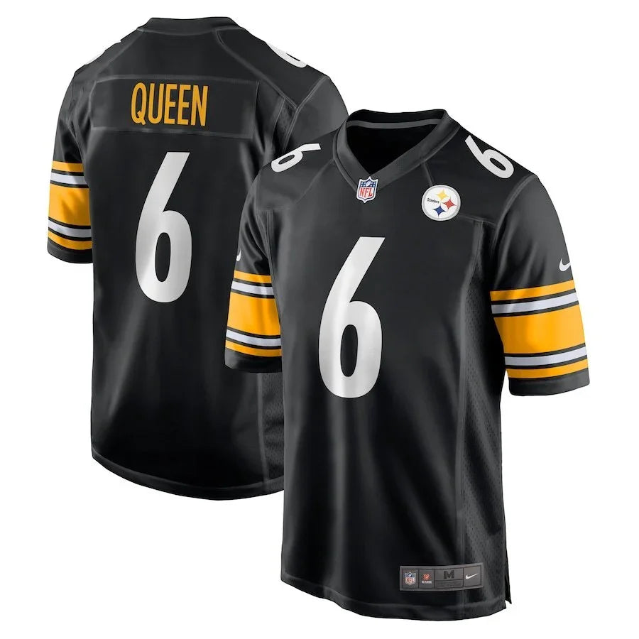 Steel Man 25/26 Queen #6 Black/Orange NFL Game Jersey