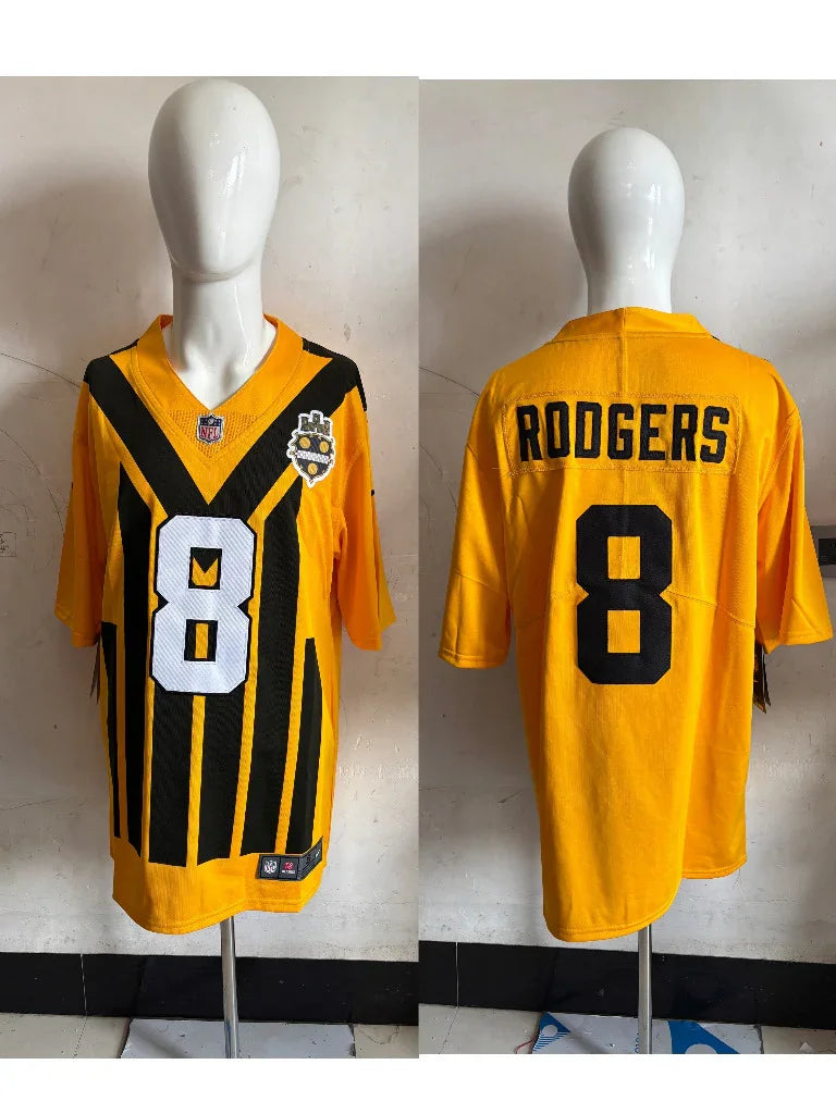 Steel Man 25/26 Rodgers #8 Orange/Black NFL Game Jersey – Dynamic ...