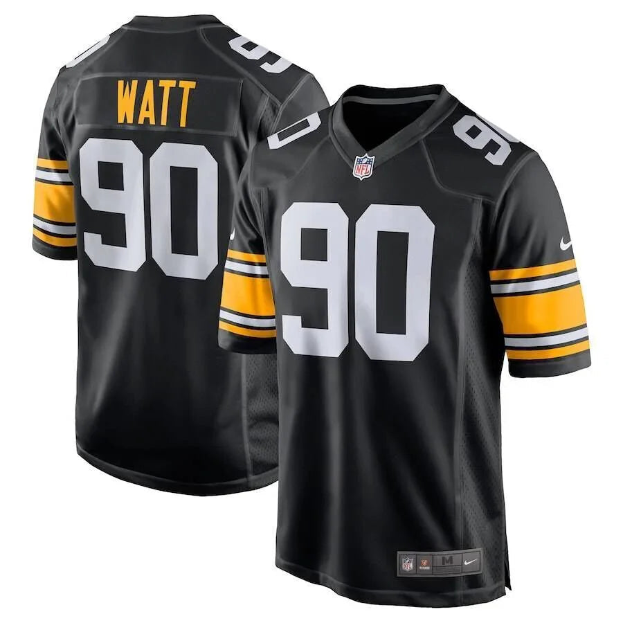 Steel Man 25/26 Watt #90 Black/White/Orange NFL Game Jersey