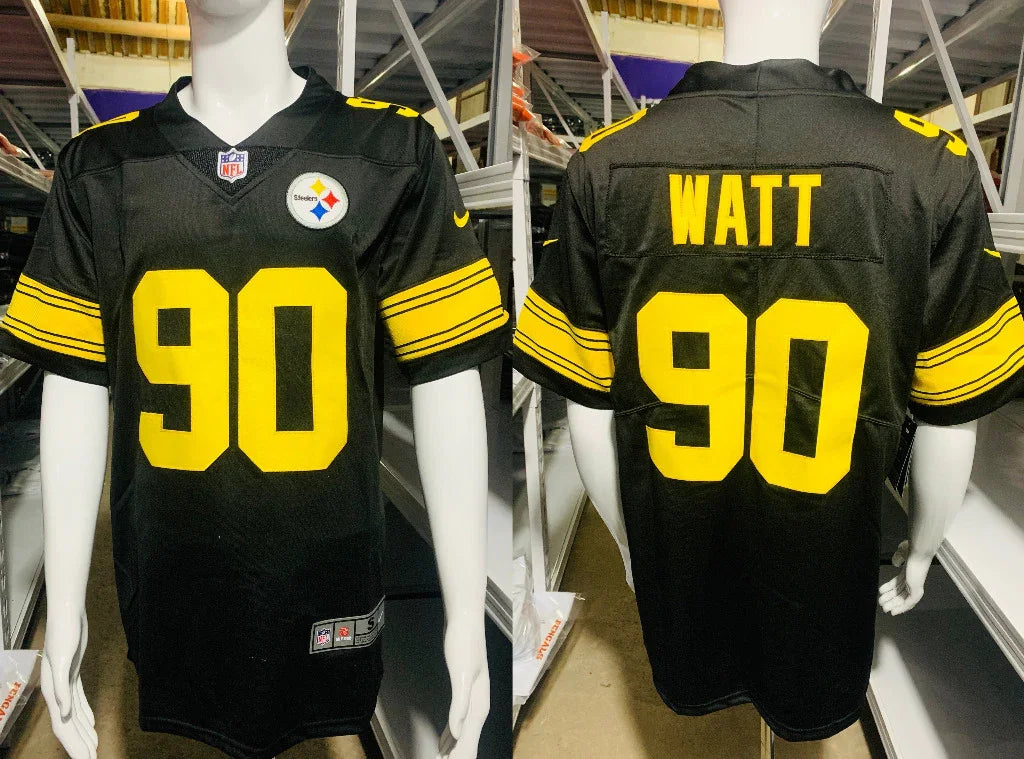 Steel Man 25/26 Watt #90 Black/Yellow NFL Game Jersey