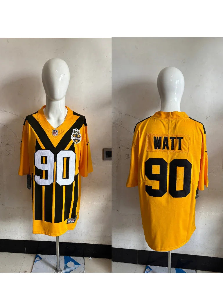 Steel Man 25/26 Watt #90 Orange/Black NFL Game Jersey