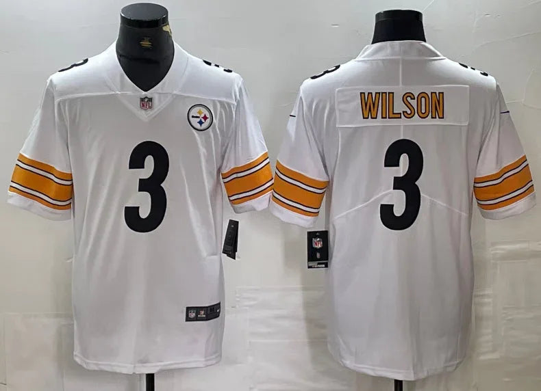 Steel Man 25/26 Wilson #3 White NFL Game Jersey