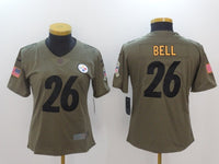 Steelers 2021/22 Bell #26 Olive/Black Women NFL Jersey