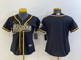 Steelers 2021/22 Black/Yellow Women NFL Baseball Style Jersey