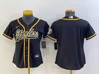Steelers 2021/22 Black/Yellow Women NFL Baseball Style Jersey