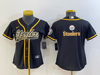 Steelers 2021/22 Black/Yellow Women NFL Baseball Style Jersey