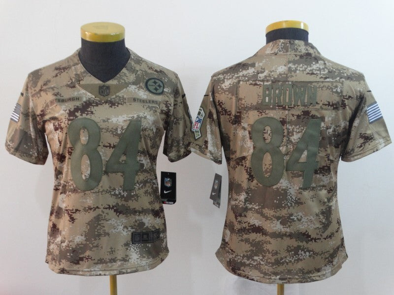 Steelers 2021/22 Brown #84 Camo Print Women NFL Jersey
