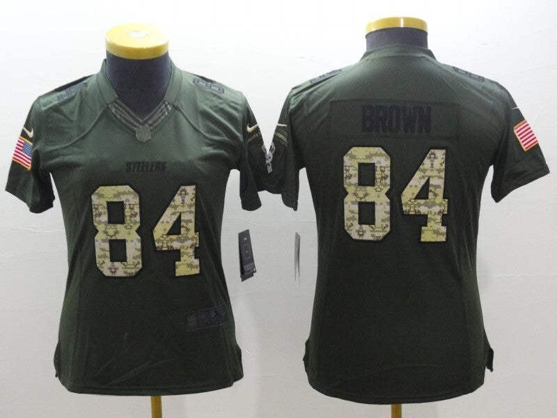 Steelers 2021/22 Brown #84 Green/Camo Print Women NFL Jersey