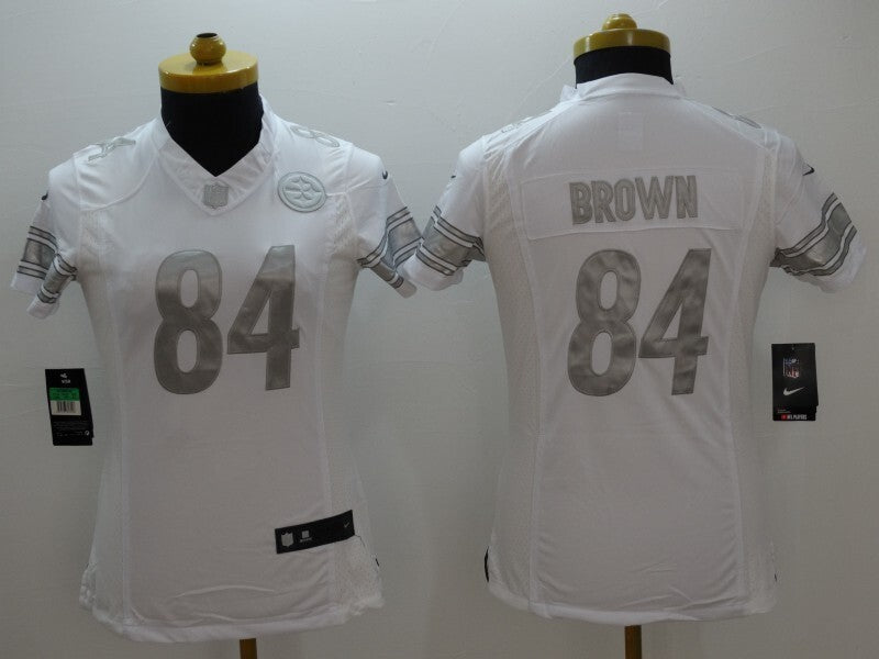 Steelers 2021/22 Brown #84 White/Gray Women NFL Jersey