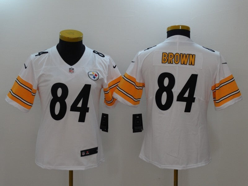 Steelers 2021/22 Brown #84 White/Orange Women NFL Jersey