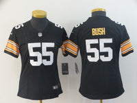 Steelers 2021/22 Bush #55 Black/White/Orange Women NFL Jersey