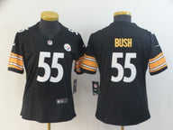 Steelers 2021/22 Bush #55 Black/White/Yellow Women NFL Jersey