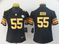 Steelers 2021/22 Bush #55 Black/Yellow Women NFL Jersey